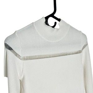 One Day Womens Turtle Neck Pullover White Top Size Tall Small Peek a Boo Detail